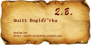 Quitt Boglárka névjegykártya